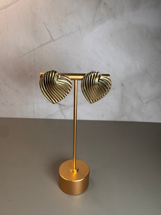 Golden Veil Heart Earrings