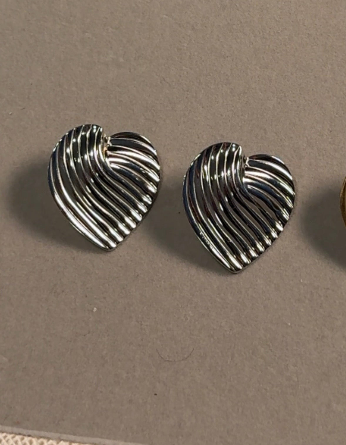 Silver Veil Heart Earrings